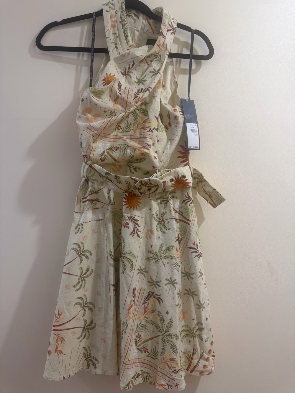 RACHEL Rachel Roy Cream Tropical Print V-Neck Dress